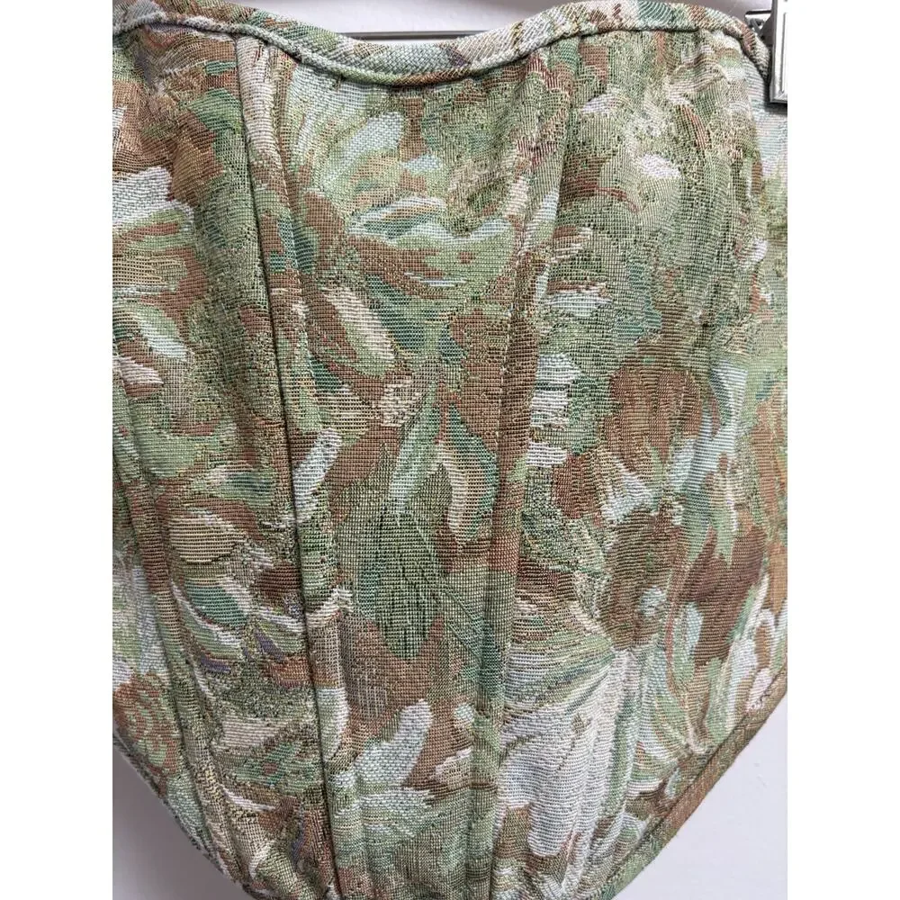 TIC TOC Floral Tapestry Corset Top S Lace-Up Bustier Brocade Cottagecore - Picture 3 of 4